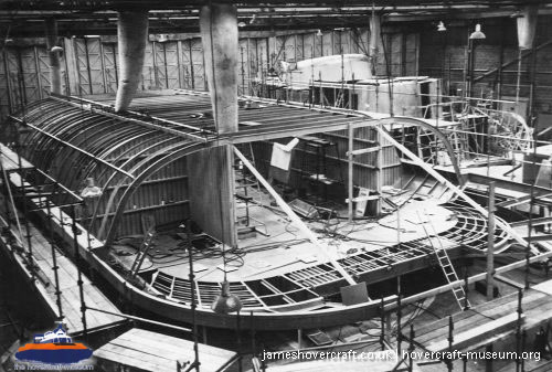 Vosper-Thornycroft VT1 under construction -   (submitted by The <a href='http://www.hovercraft-museum.org/' target='_blank'>Hovercraft Museum Trust</a>).